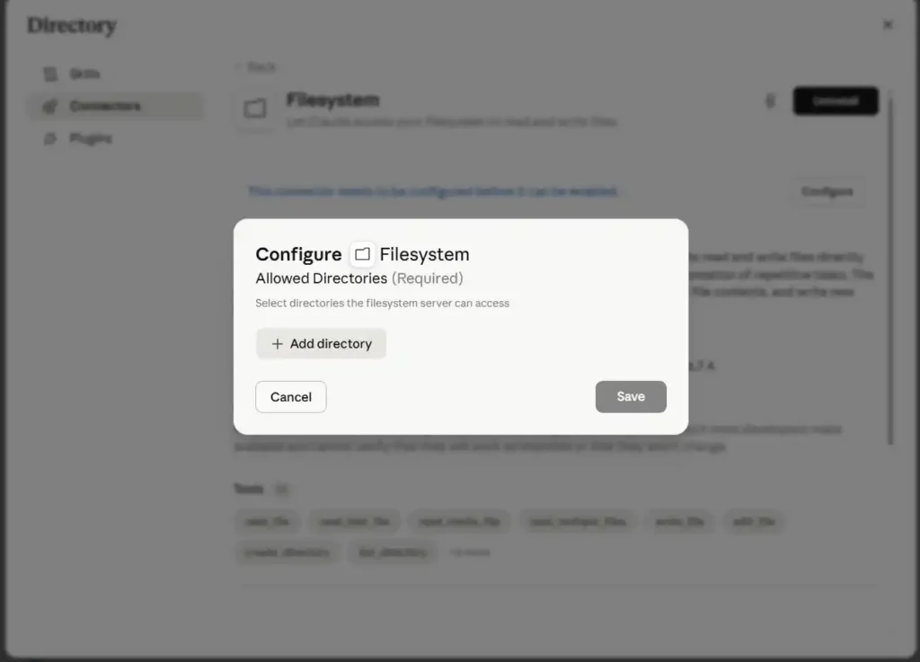 click the + Add directory button